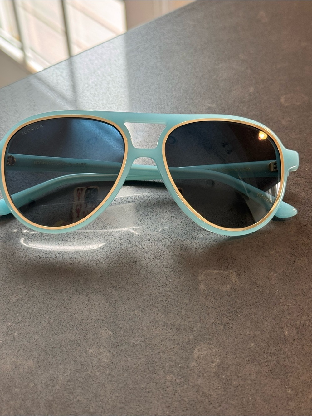 Diff Eyewear Pia Polarized Sunglasses in Light Blue with Gradient Blue Lenses